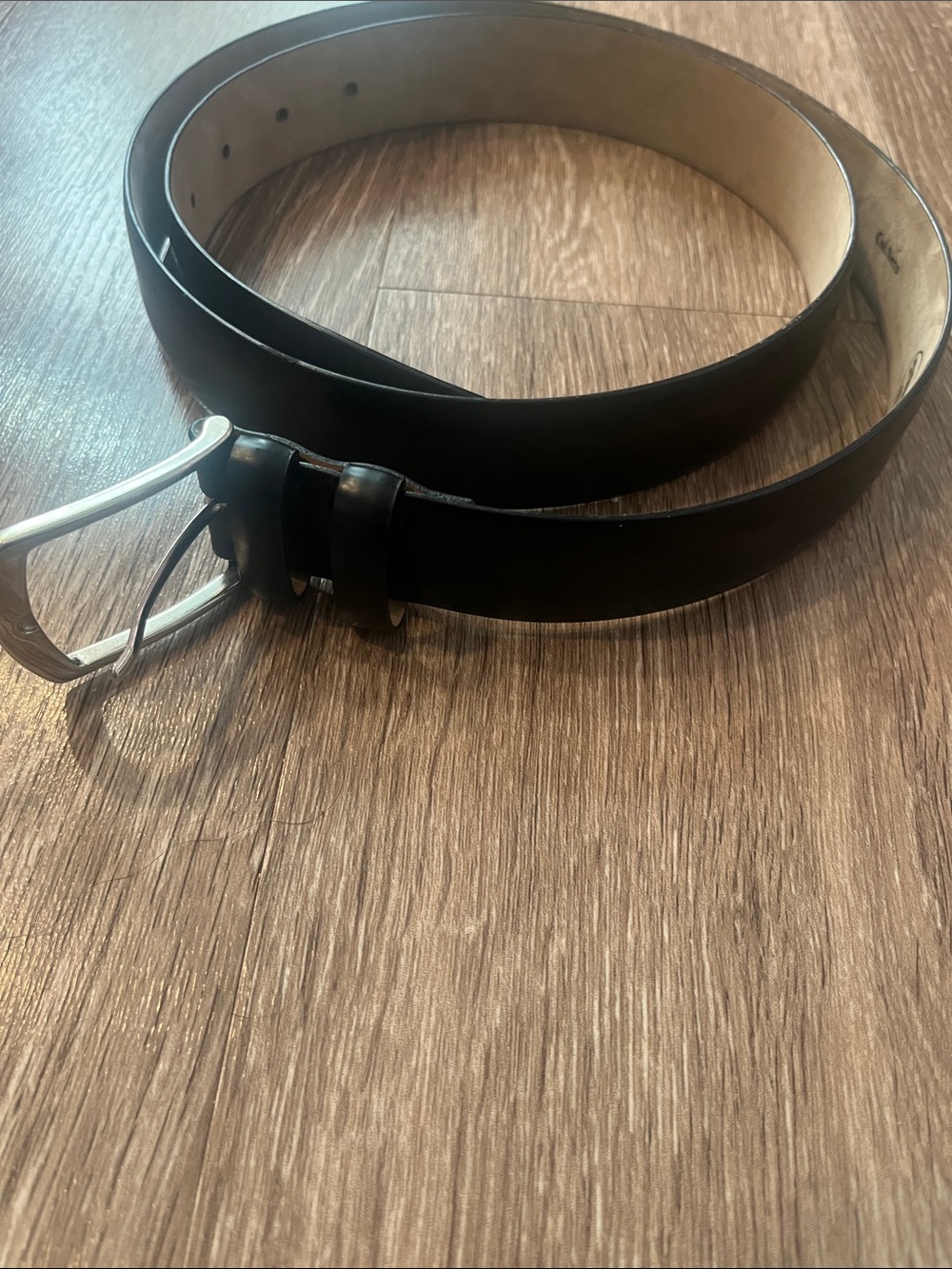 Erreghé for Neiman Marcus Men's Black Leather Belt with Silver Buckle